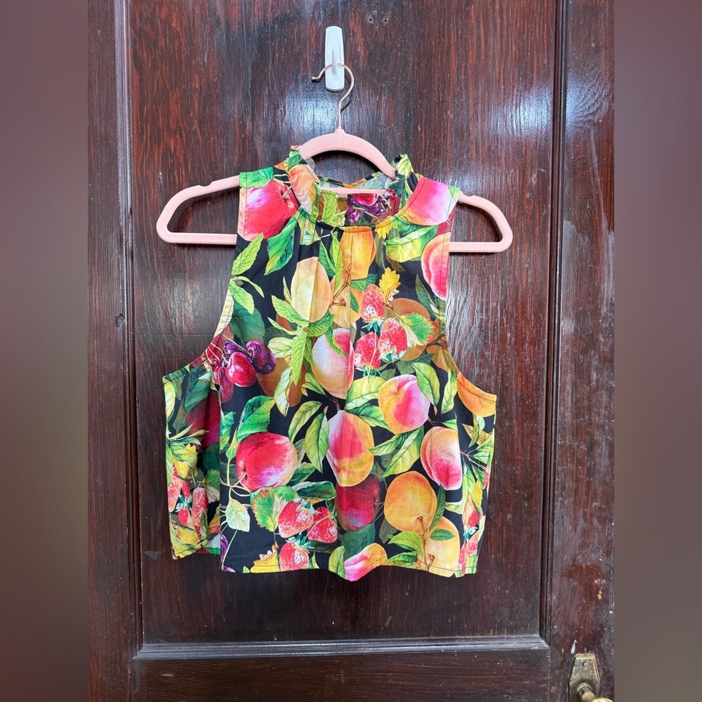 NWT Anthropologie Maeve Orchard Fruit Print Sleeveless Blouse
